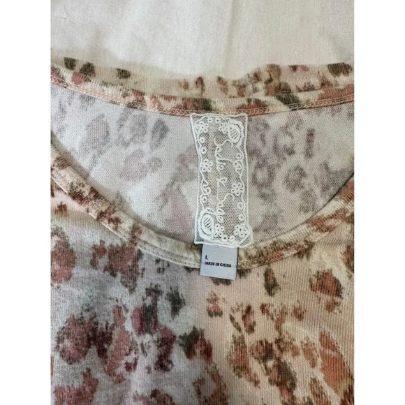 Anthropologie Sadie & Sage Crop Sweater, Cheetah, Lightweight, Over-sized, Large - Picture 3 of 5